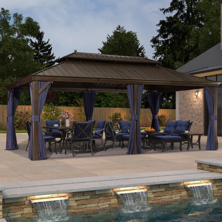 【Gazebo】Purple Leaf Aluminium Patio Gazebo with Curtain and Netting