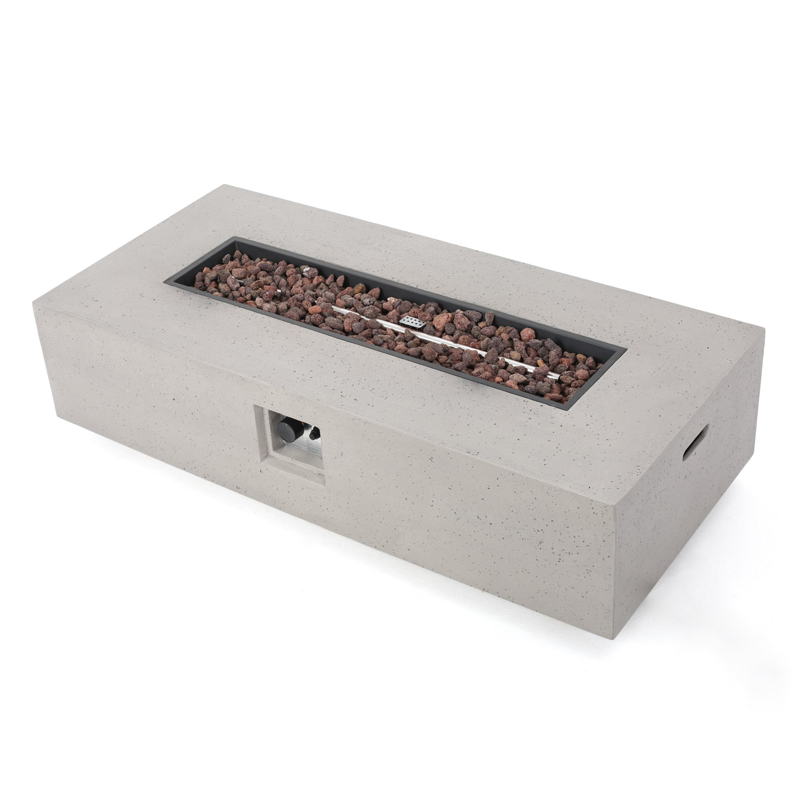 【Sports&Outdoors】Belle 15'' H x 56'' W Concrete Propane Outdoor Fire Pit Table