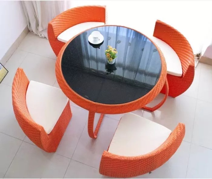 【Furniture】Outdoor balcony leisure rattan chair + table five-piece open-air sun room courtyard