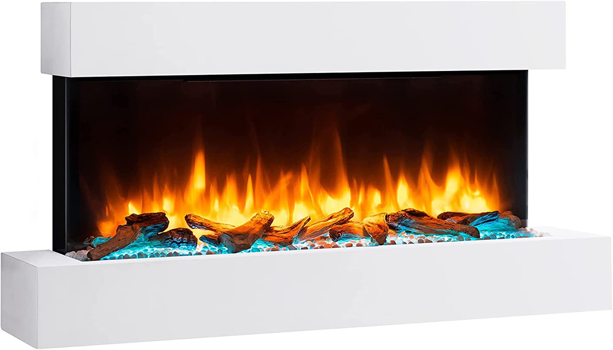 【Home Improvement】Endeavour Fires Runswick Wall Mounted Electric Fireplace with an Off White Mantel & Plinth